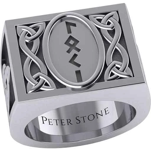 Silver Loki Runic Signet Ring 3 Silver Loki Runic Signet Ring
