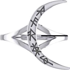 Crescent Moon With Bind Runes Ring -Chic Jewelry Store PS TRI2267 3
