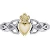 Silver And Gold Irish Claddagh Ring
