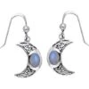 White Bronze Celtic Moon Gem Earrings -Chic Jewelry Store PS WZER147 3