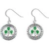 White Bronze Shamrock Gem Dangle Earrings -Chic Jewelry Store PS WZER227 EM