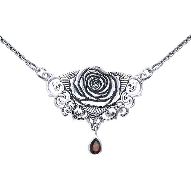 White Bronze Sacred Rose Gem Necklace 4 White Bronze Sacred Rose Gem Necklace - Image 2