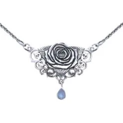 White Bronze Sacred Rose Gem Necklace 7 White Bronze Sacred Rose Gem Necklace -Chic Jewelry Store PS WZNC061 4