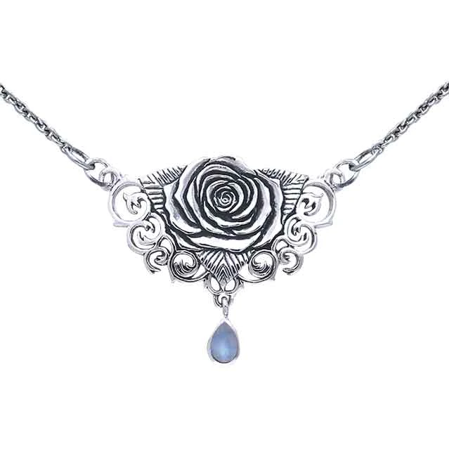 White Bronze Sacred Rose Gem Necklace 5 White Bronze Sacred Rose Gem Necklace - Image 3