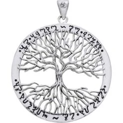 White Bronze Wiccan Tree Of Life Pendant