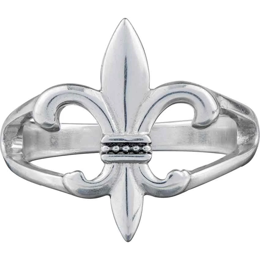 White Bronze Fleur De Lis Ring 3 White Bronze Fleur De Lis Ring