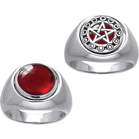 White Bronze Moon Phase Pentacle Flip Ring 4 White Bronze Moon Phase Pentacle Flip Ring - Image 2