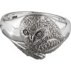 White Bronze Barn Owl Ring -Chic Jewelry Store PS WZRI205 1