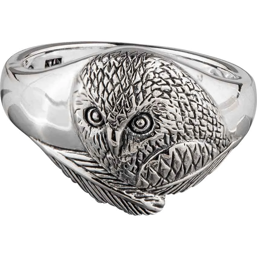 White Bronze Barn Owl Ring 3 White Bronze Barn Owl Ring