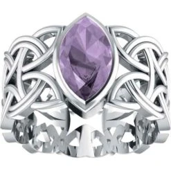 White Bronze Borre Knot Ellipse Gem Ring