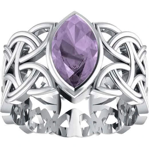 White Bronze Borre Knot Ellipse Gem Ring 3 White Bronze Borre Knot Ellipse Gem Ring