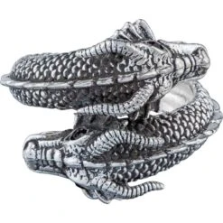 White Bronze Dual Dragon Wrap Ring -Chic Jewelry Store PS WZRI760 GA