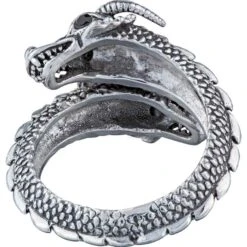 White Bronze Dual Dragon Wrap Ring -Chic Jewelry Store PS WZRI760 GA 3