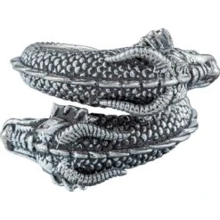 White Bronze Dual Dragon Wrap Ring -Chic Jewelry Store PS WZRI760 WH