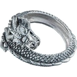 White Bronze Dual Dragon Wrap Ring -Chic Jewelry Store PS WZRI760 WH 2