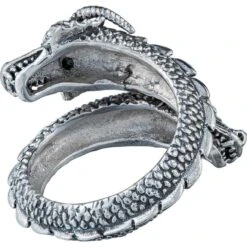 White Bronze Dual Dragon Wrap Ring -Chic Jewelry Store PS WZRI760 WH 3