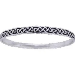 White Bronze Celtic Knotwork Bangle Bracelet