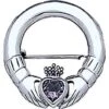 White Bronze Gemstone Claddagh Brooch 2 White Bronze Gemstone Claddagh Brooch -Chic Jewelry Store PS WZTBR252
