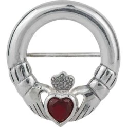 White Bronze Gemstone Claddagh Brooch -Chic Jewelry Store PS WZTBR252 GA
