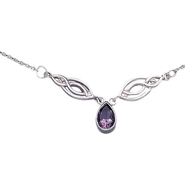 White Bronze Celtic Drop Stone Necklace 6 White Bronze Celtic Drop Stone Necklace - Image 4