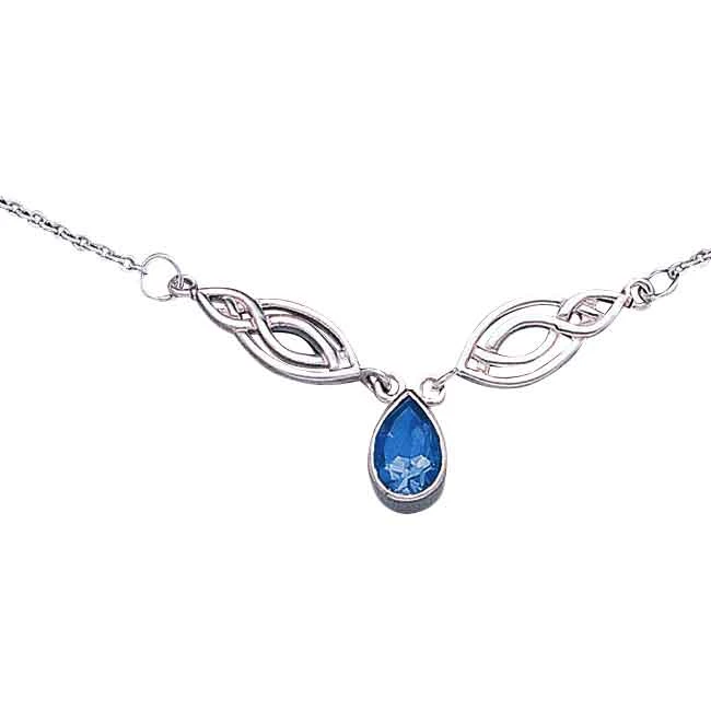 White Bronze Celtic Drop Stone Necklace 4 White Bronze Celtic Drop Stone Necklace - Image 2