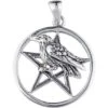 White Bronze Raven Pentacle Pendant