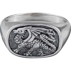 White Bronze Dragon Signet Ring