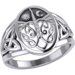 White Bronze Celestial Tree Of Life Ring