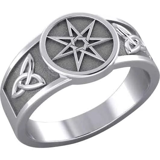 White Bronze Triquetra Seven Star Ring 3 White Bronze Triquetra Seven Star Ring