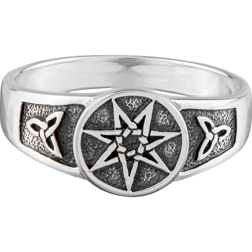 White Bronze Triquetra Seven Star Ring 4 White Bronze Triquetra Seven Star Ring - Image 2