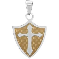 Golden Shield Cross Necklace
