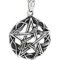 Stainless Steel Snake With Pentagram Pendant