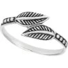 Silver Dual Leaves And Dotted Vine Ring