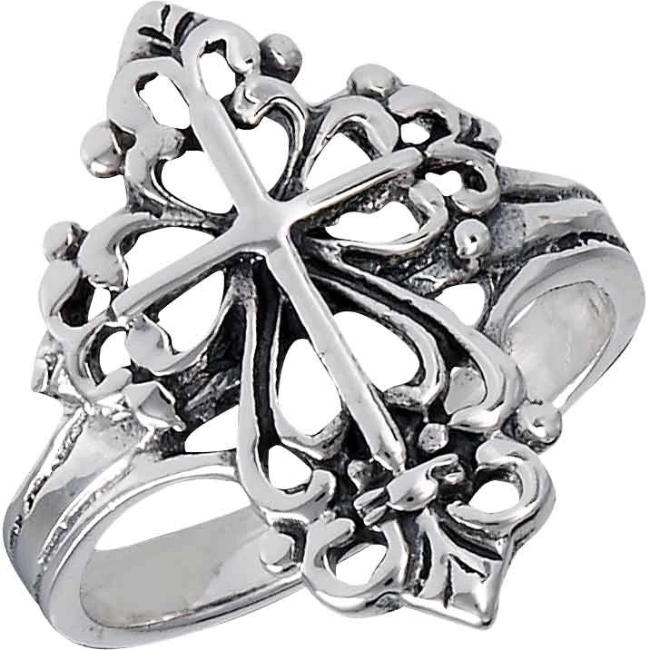 Sterling Silver Ornate Cross Ring 3 Sterling Silver Ornate Cross Ring