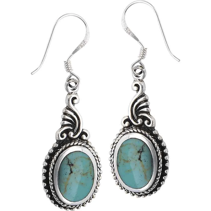Ornate Turquoise Scrolled Earrings 3 Ornate Turquoise Scrolled Earrings