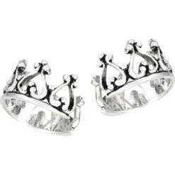 Sterling Silver Bali Crown Ear Cuffs