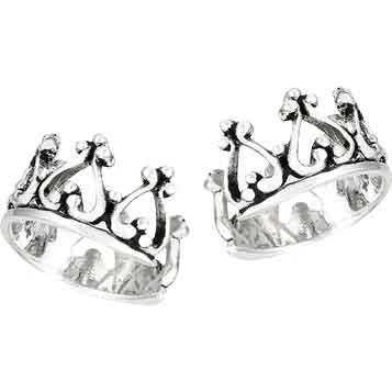 Sterling Silver Bali Crown Ear Cuffs 3 Sterling Silver Bali Crown Ear Cuffs