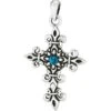 Silver Fleur Cross With Turquoise Pendant -Chic Jewelry Store WH S08728